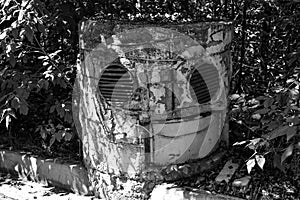 Old collapsing ventilation shaft from the anti-nuclear shelter. The Soviet period.