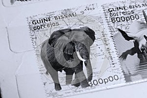 Postage stamps, Guine-Bissau wild animals, Elephant
