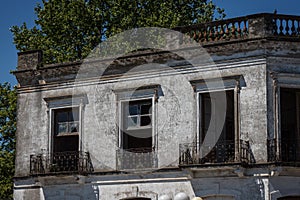 Old colonial architecture at the Uruguay`s coast window and balcony