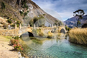 Old colonial bridge in the Yauyos National Reserve. photo