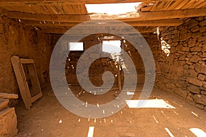 Old colonial buildings Casa de los Coroneles in the La Oliva on photo