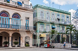 Old colonial buildings in Plaza Armas, Havana, Cuba