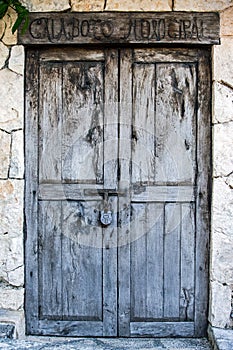 Old colonial doors of mexican hacienda