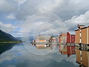 Old colored houses of Mosjoen, Norway