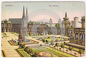 Old colored postcard between 1935-1955. Drezden