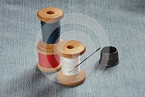 old colored spools of thread