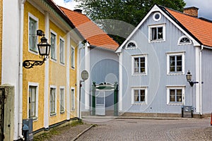 Old Colorful buildings. Vadstena. Sweden