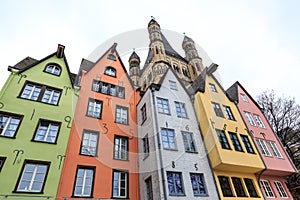 Old colorful houses in the city Cologne in Germany