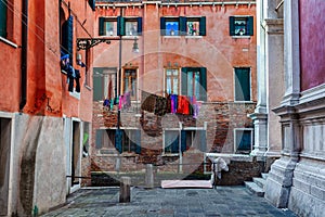 Old colorful houses in Venice, Italy.