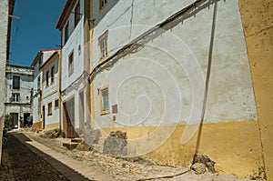 Old colorful houses with whitewashed wall