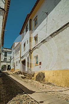 Old colorful houses with whitewashed wall