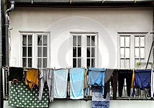 Old colorful tiled facades in Porto city