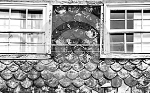 Old colorful tiled facades in Porto city