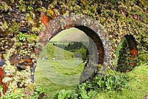 Old colorful viaduct in Sao Miguel island Azores