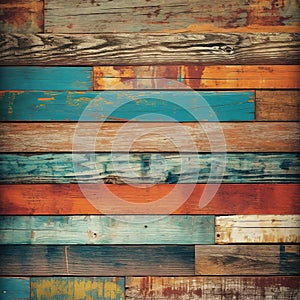 Colorful Wooden plank floor background, Vintage Rustic Wood Texture background