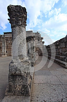 Old Columns in the Capernaum Synagogue photo