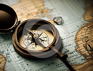 Old Comapss. An old compass and map, time of exploration and adventure