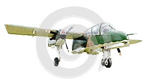 Old combat aircraft on white background