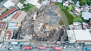 Old community home after fire and burned everything in the area