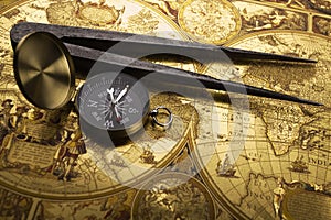 Old compass and callipers
