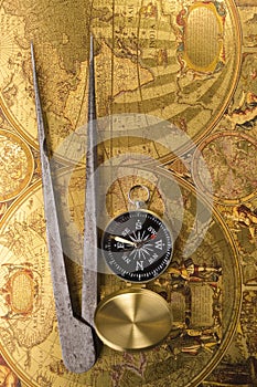 Old compass and callipers