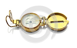 Old compass isolated on white background