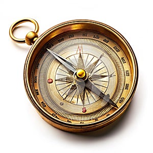 Old compass isolated on white
