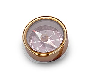 Old compass on white background