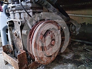 old compressor engine in warehouse