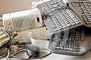 Old computer accessories for electronic recycling