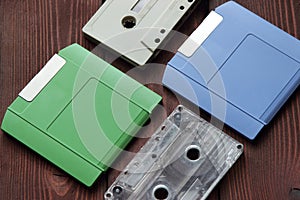 Old computer disk and audio tape