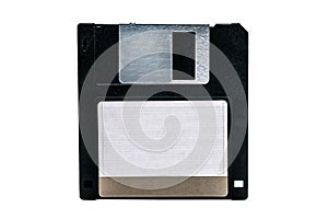 Old computer floppy disk on white