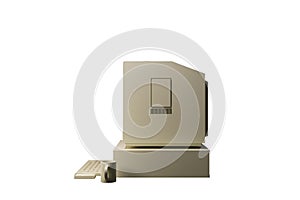 Old computer isolated on white