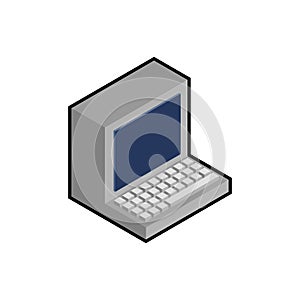 Old computer isometric style isolated. Vector illustration