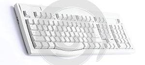 Old computer keyboard on a white background.