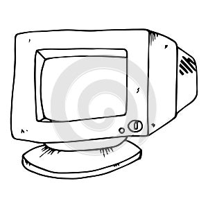 Old computer monitor. CRT monitor icon. Vector old monitor.