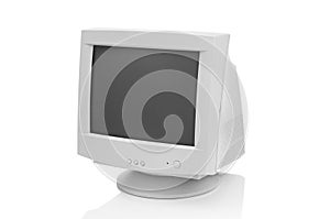 Old computer monitor isolated on white background