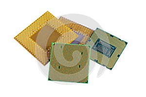 old computer processors on isolated background