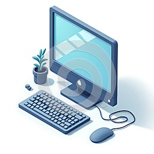 Old Computer Screen Mouse and Keyboard on the Table