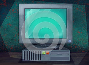 Old Computer on a Table.