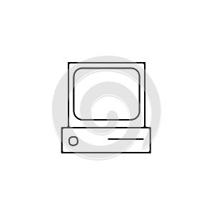old computer thin line icon. computer linear outline icon