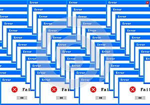 Old computer window, Critical error. Blank template window in retro style. Error message