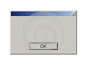 Old computer window with error message. Retro pc interface with problem or glitch, vintage web browser alert, software