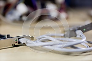 Old computer wires. Cables lpt, com1 and com2 for desktop and la