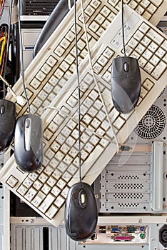 Old computers and computer accessories for electronic recycling