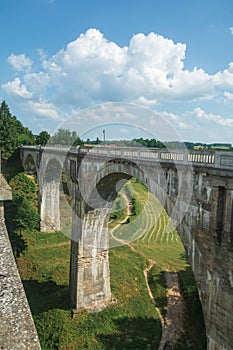 Old concrete railway bridge in Stanczyki .