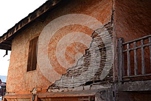 Old concrete textured wall and window