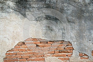 Old concrete wall with bricks background