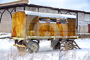 Old construction car on wheels for people