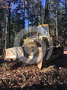 Old Construction Machine. Vintage construction Machine. Old Bulldozer.